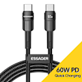 Miniatyrbild 1 av 6: Essager 100W C Till C Typ C Kabel USB C PD Snabbladdningskabel Sladd För Macbook Samsung Xiaomi Typ C USB C Kabel 60W Black 2m