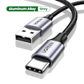 Miniatyrbild 1 av 6: UGREEN 3A USB Typ C-kabel för Realme Xiaomi Samsung S21 Snabbladdningskabel USB-C Laddare Datakabel för iPad Samsung Poco USB C Fashion Metal Grey 1m
