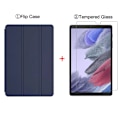 Miniatyrbild 1 av 6: Slimmat Fodral För Samsung Galaxy Tab A7 Lite 8.7'' 2021 SM-T220 SM-T225 Flip Tablet Skydd Tri-Fold Ställ Smart Folio Skal Navy blue and Glass For Tab A7 Lite 8.7