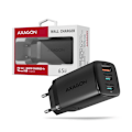 Miniatyrbillede 10 af 10: AXAGON, GaN vægoplader 3x port (USB-A + 2x USB-C), 65W, ACU-DPQ65