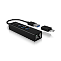 Pikkukuva 1 / 6: Raidsonic, 4-porttinen keskitin, USB 3.0 Type-A, Type-C, Gigabit LAN, Icy Box IB-HUB1419-LAN