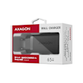 Miniatyrbillede 9 af 10: AXAGON, GaN vægoplader 3x port (USB-A + 2x USB-C), 65W, ACU-DPQ65