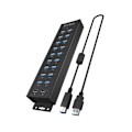 Pikkukuva 1 / 7: Raidsonic, 20-in-1 USB-HUB virtalähteellä, on/off-painike ja kiinnityskannattimet, IB-HUB1720-U3