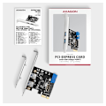 Miniatyrbild 5 av 6: AXAGON, PCI-Express-kort med ett par interna och ett par externa USB 5Gbps-portar, PCEU-232RS