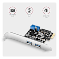 Pikkukuva 2 / 6: AXAGON, PCI-Express-kortti, jossa on pari sisäistä ja pari ulkoista USB 5Gbps -porttia, PCEU-232RS
