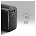 Miniatyrbilde 2 av 8: AXAGON, GaN vegglader 2x port (USB-A + USB-C), PD3.0/PPS/QC4+/SFC2.0/AFC/SCP/FCP/Apple, 45W, ACU-PQ45