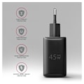 Miniatyrbilde 5 av 8: AXAGON, GaN vegglader 2x port (USB-A + USB-C), PD3.0/PPS/QC4+/SFC2.0/AFC/SCP/FCP/Apple, 45W, ACU-PQ45