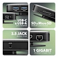 Miniatyrbilde 3 av 9: AXAGON, USB-C 10 Gbps UFO 9in1 Hub, HMC-UFO