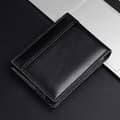 Svart herrplånbok i läder, bifold, 11 cm L x 1,5 cm B x 8 cm H