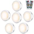 Wireless LED Wall-Mounted Wardrobe Spotlight – 6 Self-Adhesive Lamps – Warm White Light 3500-4000K – Remote Control with Timer