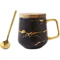 Tekopp Kaffemugg Set för Eftermiddagste - Marmormönster Svart Hög