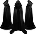 Lang sort kappe med hætte middelalder vampyr heksekostume damer halloween kostume karneval jul voksen 150CM 150CM