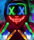 Miniatyrbillede 1 af 5: Halloween-maske LED-maske & handsker i flere lystilstande Multicolor (1 sæt) Multicolor (1 Set)