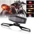 Universal motorcykel LED baglygte med nummerpladeholder, integrerede blinklys og bremselys.