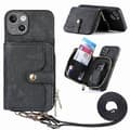 Crossbody Multifunktionell Plånboksfodral med Dragkedja för iPhone 15