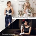 Miniatyrbillede 2 af 5: Hvide satinvante til kvinder - Elegante tehandsker til 1920'ernes vintage mode bryllupsbanket opera