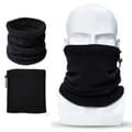 Neck Warmer / Scarf with Fleece and Drawstring - Black