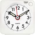Liten tyst analog väckarklocka för sovrum, kontor och resor med snooze och ljus