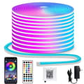 RGB Neon LED Strip Light - Flexible IP65 Waterproof LED Neon Lamp for Indoor and Outdoor Use, with App and Remote Control, Multiple Light Modes
