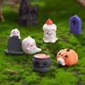 6 stk Gravstein Spøkelse Gresskar Pynt Halloween Dekor Krystall