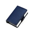 Card Holder Wallet Double Layer Card Holder - Blue Carbon Fiber Texture