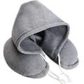 Beautiful Round Neck Pillow with Hood - Grey