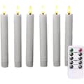 Flameless LED Taper Candles with Remote, Flickering 3D Wick Battery Operated for Home Decor, Ivory, 6-Pack 16cm