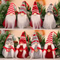 Tomte Juldekoration Set om 8, Handgjorda Svenska Tomtar i Plysch