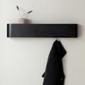 Wall Shelf - Coat Rack with Hooks - Clothes Hanger - Storage Shelf - Hidden Hooks - Wood - Black