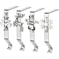 4-pack Christmas Stocking Holders for Mantel, Non-slip Fireplace Stocking Hangers for Christmas Party Decorations Silver