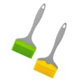 2-pack extra breda silikonpenslar för BBQ och bakning, värmebeständiga, grön och gul Ref: 2038