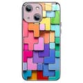 Miniatyrbild 1 av 5: Colorful Toy Building Block Pattern Shockproof Glass Case for iPhone 14 Plus (Pink)