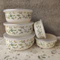 5 Pcs. Enamel Bowls, Storage Bowls, Food Bowls, Salad Bowls, Fruit Bowls with Lids