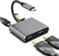 Miniatyrbilde 1 av 4: 4-i-1 USB Type-C til dobbel HDMI-adapter, USB3.1 dokkingstasjon HDMI-splitter