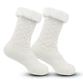 Furry varma stickade socktofflor med halkfri vit