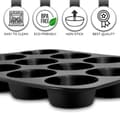 Miniatyrbillede 3 af 4: Silikone muffinsform med 12 huller | Non-stick muffinsforme til bagning | Perfekt gave til bagere | Tilbehør til hjemmekokke | Sort
