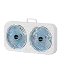 Portable Dual-Head Fan, 3 Speeds, Quiet, USB. For Office, Dorm, Camping (Blue).