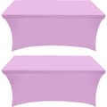 Kitchen Spandex Tablecloth 2-pack [6 ft, Light Purple] Snug-fit, Fitted, Washable and Wrinkle-Resistant Stretch Rectangular Patio Tablecloth