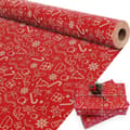 Wrapping Paper - Christmas Gift with Figures 43 x 300cm 1 Roll for Children Kraft Red_yu