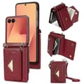 Fodral för Samsung Galaxy Z Flip7 5G med kortfack PU PC Telefonskal med lång rem