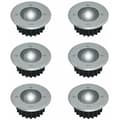 Set med 6 LED-solcellslampor för markinfällning - Rund - Diameter: 85 mm - Väderbeständig - Front i rostfritt stål - 6 solceller Li