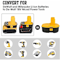 Miniatyrbilde 3 av 4: Dm18d Dca1820 Batteriadapter med USB for Dewalt 20v/18v til Milwaukee M18 18v Litiumbatteri Dcb204 Dcb205 Konverter for Dewalt 18v/20v Nicad & Nimh