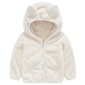 Miniatyrbilde 1 av 3: Fleece Teddybjørnjakke med hette for barn, Vinter Varm Glidelåsjakke for gutter og jenter, Hvit White 100cm