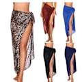 Miniatyrbilde 1 av 10: Lang Sarong Cover up Dame Chiffon Strandkappe BLÅ blue