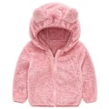 Miniatyrbillede 1 af 3: Børne Fleece Teddy Bjørne Jakke med Hætte Vinter Varm Lynlåsjakke til Drenge og Piger Pink Pink 90cm