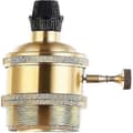 Pikkukuva 3 / 5: Vintage messinkinen lampun kanta virtakytkimellä, pidike Edison-lampuille E27-FF-