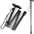 Miniatyrbillede 1 af 5: Bærbar vandrestav, justerbar 84-94 cm, sort, foldbar vandrestok, aluminium vandrestav, egnet til vandring, ældre