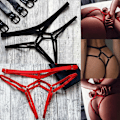 Pikkukuva 1 / 5: Naisten seksikkäät stringit avoimella haaralla, alushousut, G-string, musta XL Black