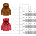 Miniatyrbilde 3 av 3: Fleece Teddybjørnjakke med hette for barn, Vinter Varm Glidelåsjakke for Gutter og Jenter, Mørkebrun Dark brown 90cm