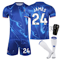 Miniatyrbillede 1 af 2: Chelsea Hjemme Børnefodboldtrøje 2024-2025 Hjemmebane James Nr 24 - Strømpeholdere 2XL No. 24 - Sock Guards No. 24 - Sock Guards 2XL